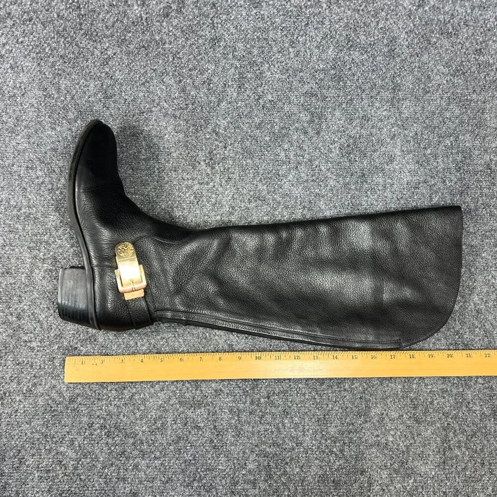 Vince Camuto Bedina‎ Tall Boots Women's 9 Black Leathe Over The Knee Gold Buckle